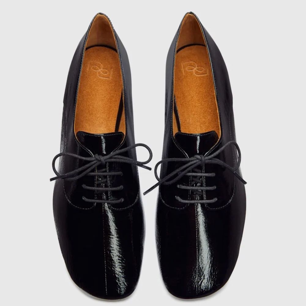 Reformation Patent Leather Buffy Oxford Flat